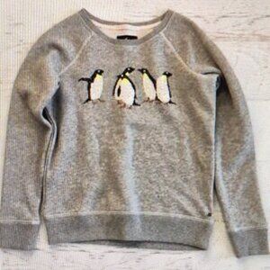 American Eagle Outfitters Penguin Sequin Wide Crew Neck Sweatshirt - Gray XS